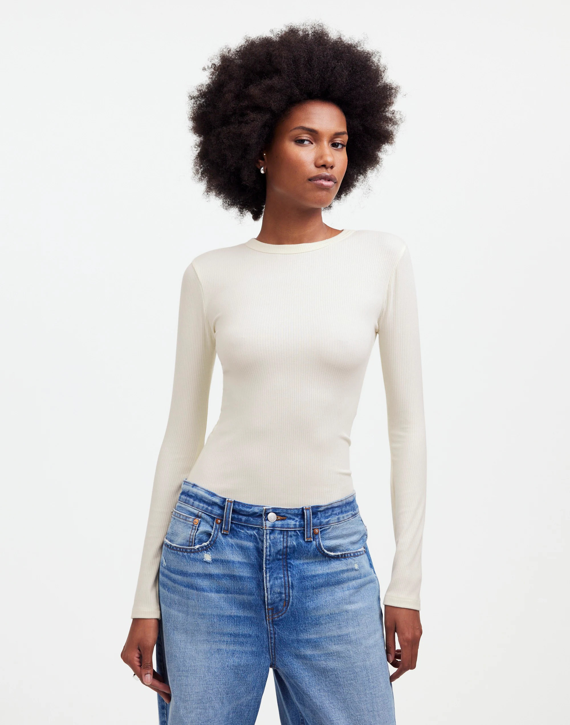 Drapey Rib Long-Sleeve Tee | Madewell