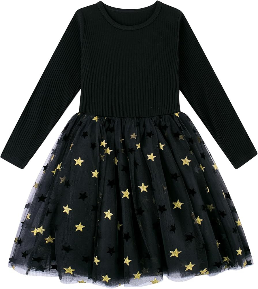Toddler Girl Dresses Long Sleeve Tutu Dress Fluffy Tulle Fall Winter Pink Black Dresses 4-8 Years... | Amazon (US)