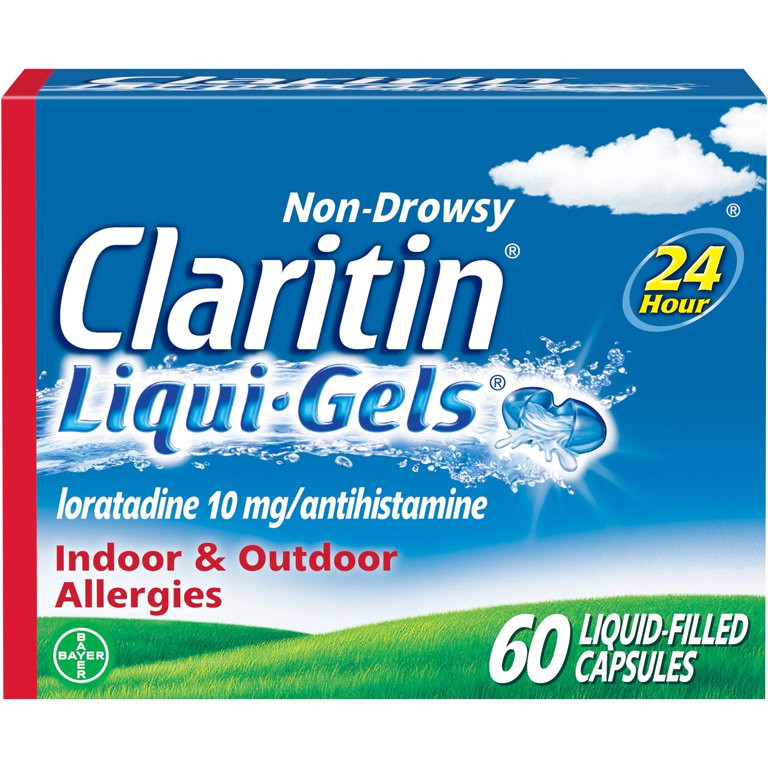 Claritin Liqui-Gels 24 Hour Non-Drowsy Allergy Medicine, Loratadine Antihistamine Capsules, 60 Ct | Walmart (US)