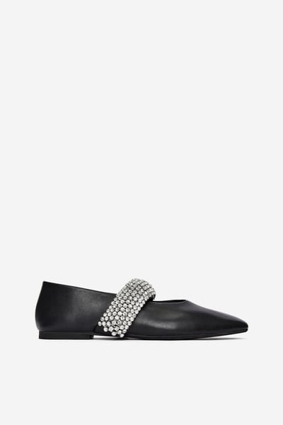 Rhinestone Leather Flats | Arket UK