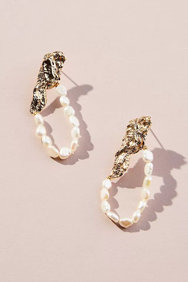 Pearl & Brass Drop Earrings | Anthropologie (US)