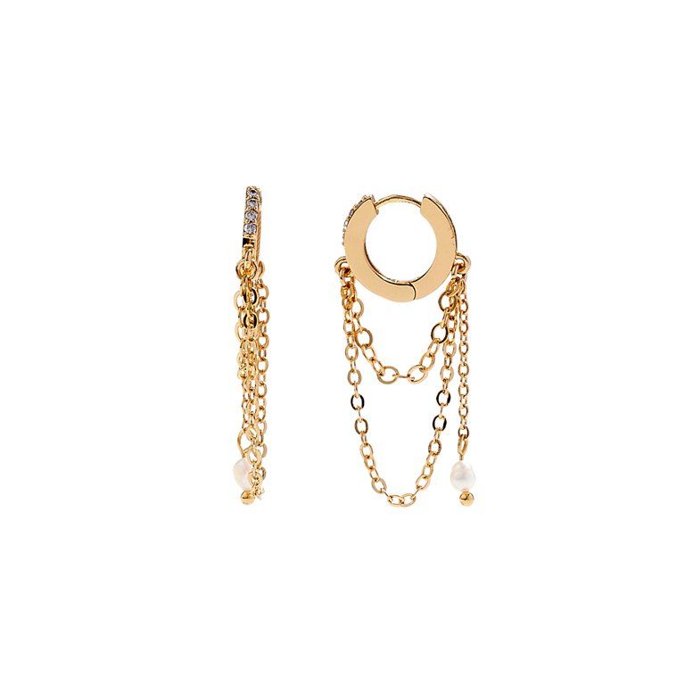 Scoop Women’s 14Kt Gold Flash-Plated Cubic Zirconia Multi-Chain Hoop Huggie Earrings | Walmart (US)