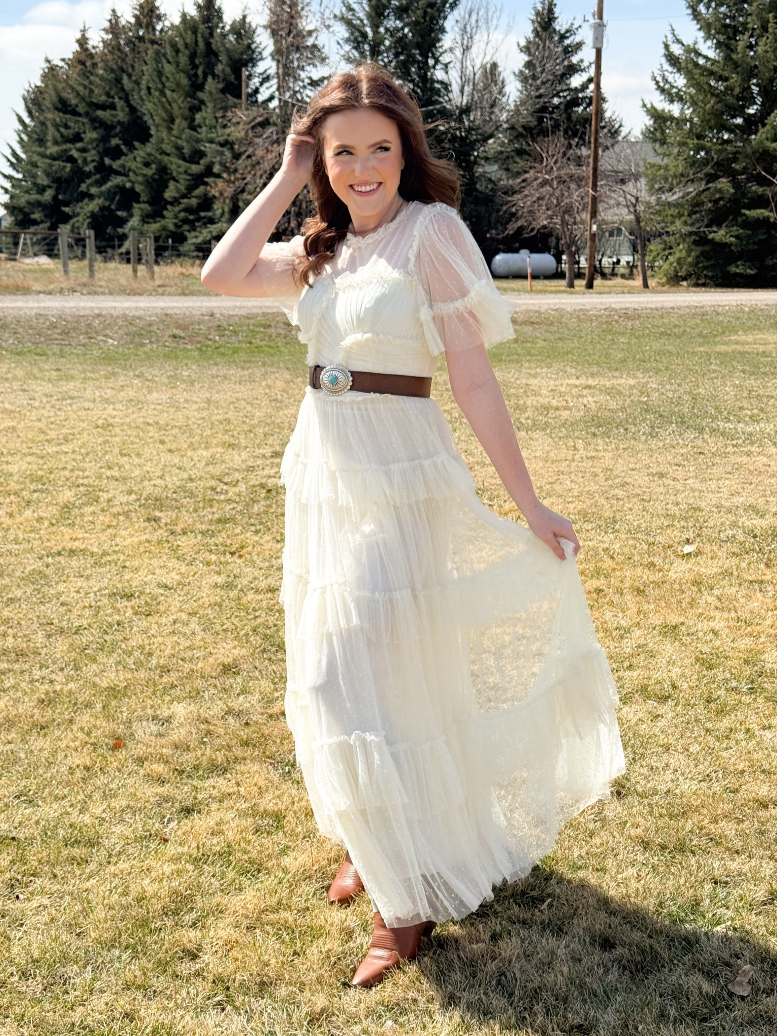 When your Easter outfit also doubles as the most beautiful dress you own 🤍 This lace tiered maxi + a concho belt + cowboy boots = the western Easter combo I didn’t know I needed. Everything is linked on LTK!
easter dress | lace maxi dress | cream maxi dress | western style dress | spring maxi dress | cowboy boots easter | boho easter outfit | tiered dress

#LTKWedding #LTKFestival #LTKootd