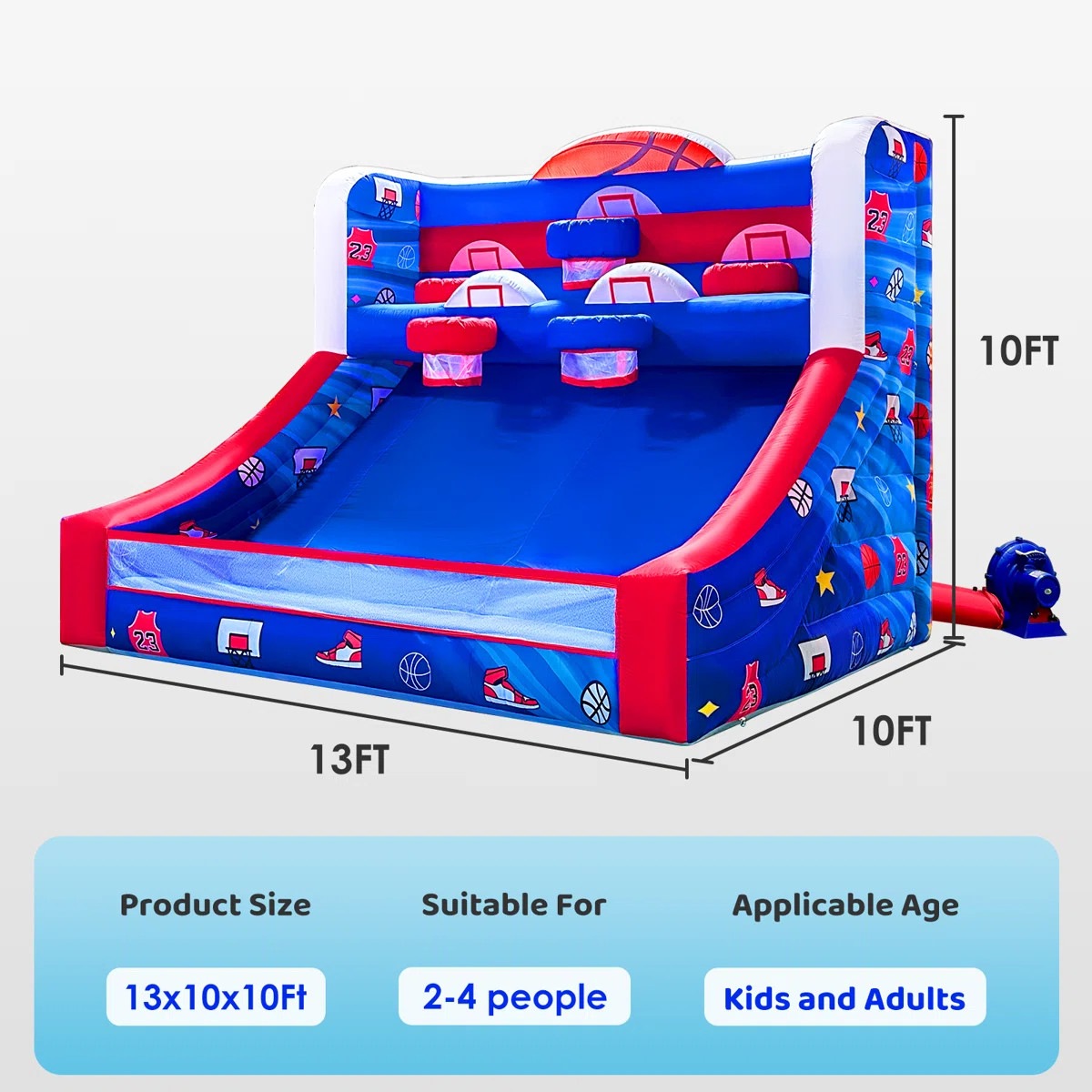 13Ft Inflatable Basketball Hoop Game with 5 Hoops & Blower \u2013 Includes Balls & Carry Bag | Wayfair North America