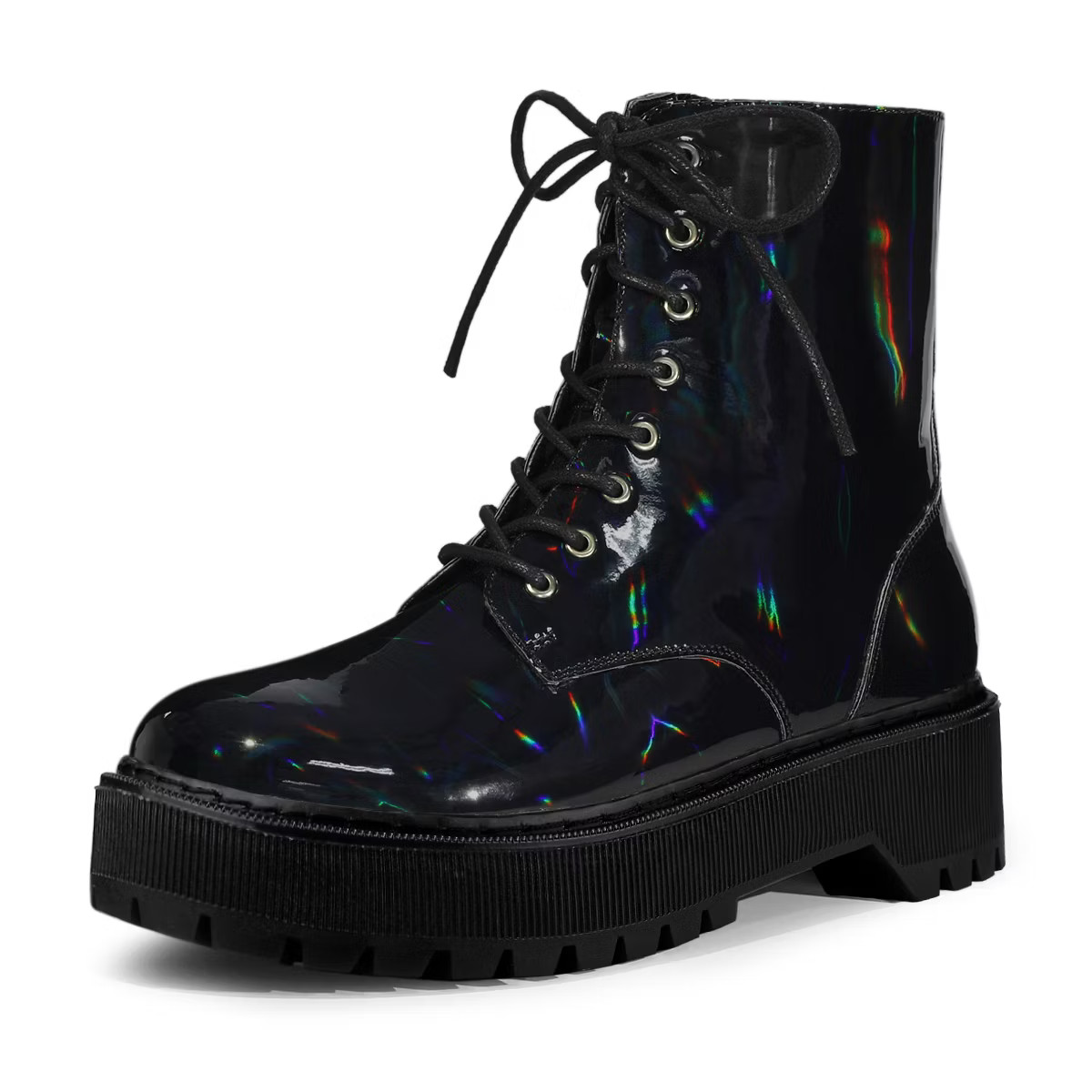 Allegra K Women's Round Toe Platform Lace Up Colorful Combat Ankle Boots | Target