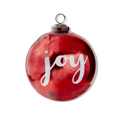 tag Red Glass Joy Ornament for Christmas Tree 4.7" x 4.7" x 4.7" Dust Clean Decorative Holiday Ornament | Target