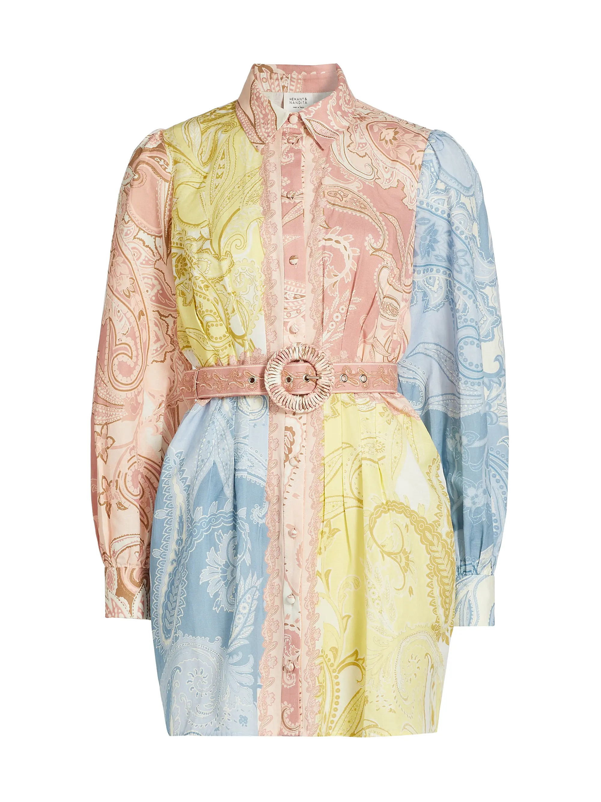 Fiza Colorblocked Belted Shirtdress | Saks Fifth Avenue