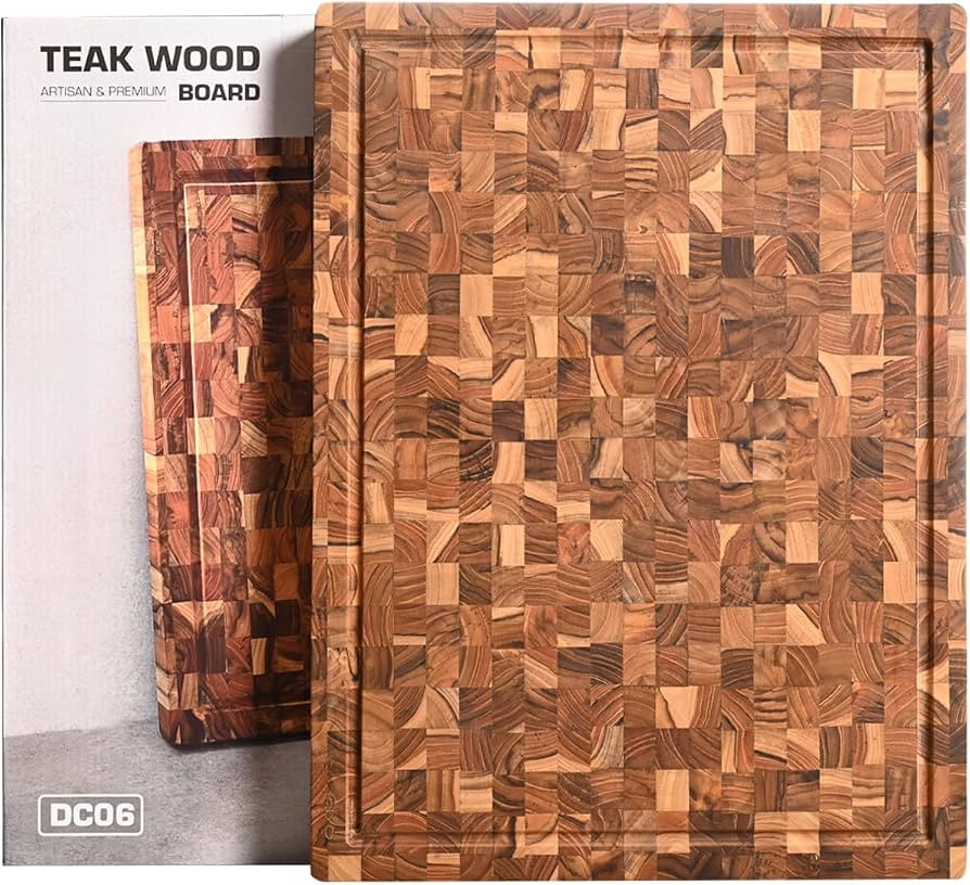 KAIYO Teak Wood Cutting Board in size 1,5 x 15 x 20 inches, Unique Beauty, Large Wood Cutting Boa... | Amazon (US)