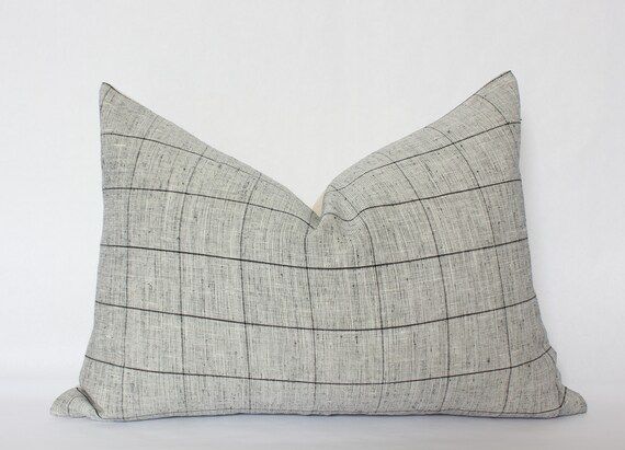 Plaid Lumbar Pillow Grey Lumbar Pillow 14x20 Neutral Lumbar | Etsy | Etsy (US)