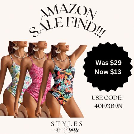 Amazon promo deal!!! $13 two piece bathing suit. Must use promo code on graphic at checkout 

#LTKsalealert #LTKswim