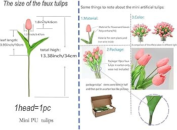 10-Heads Artificial Flowers PU Mini Real Touch Tulip Bouquets for Home Wedding Party Centerpiece ... | Amazon (US)