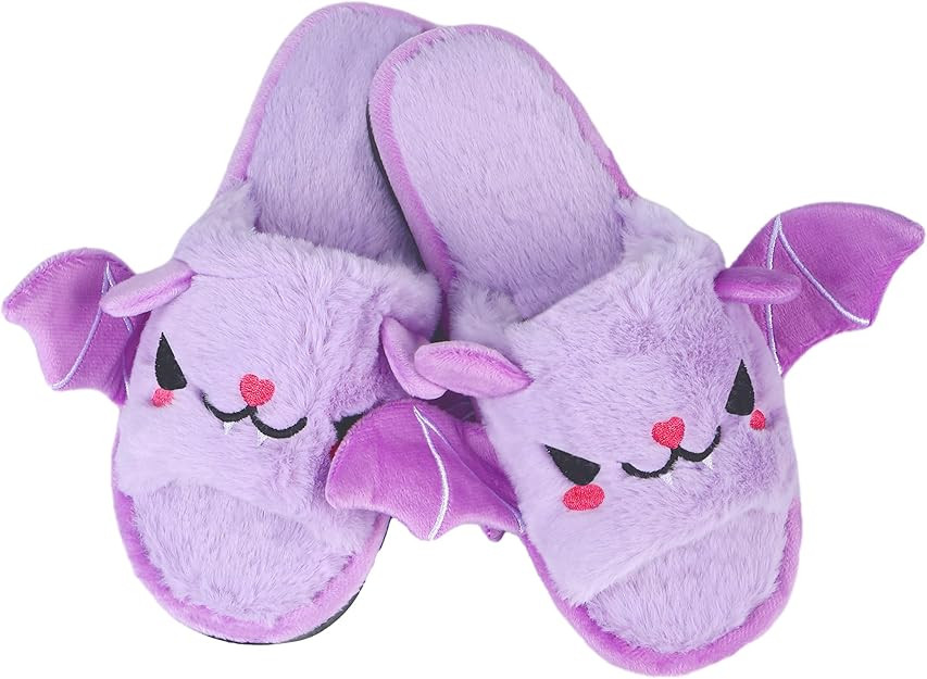 Halloween Bat Animal Slippers Soft Plush Cozy Open Toe Women Indoor or Outdoor Fuzzy Slippers Hal... | Amazon (US)