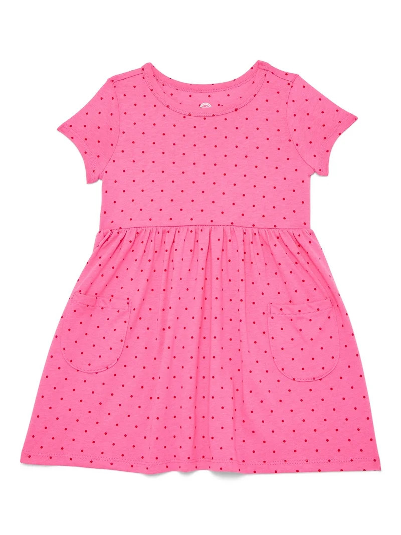 Wonder Nation Baby and Toddler Girls Play Dress with Short Sleeves, Sizes 0/3M-5T | Walmart (US)
