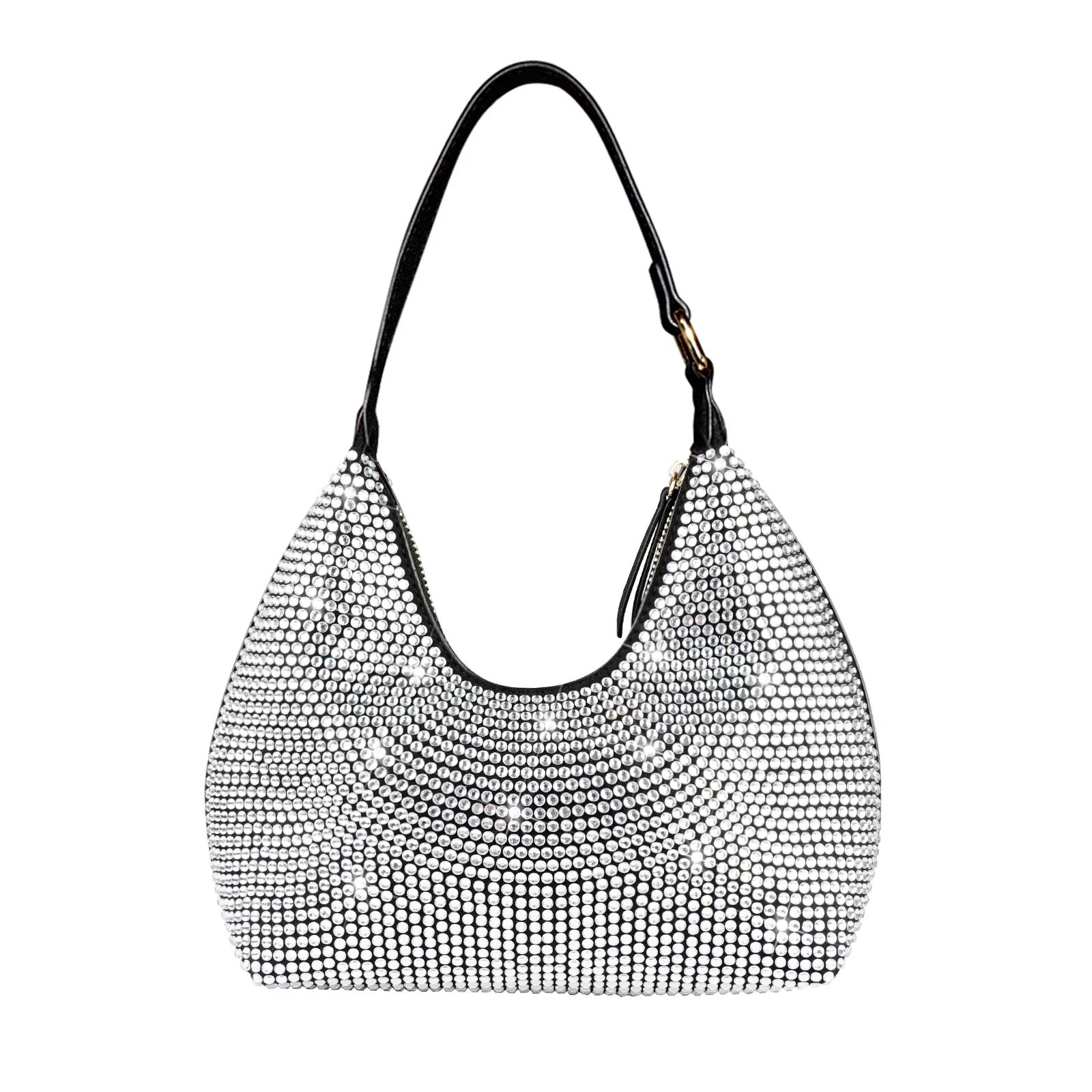 Rhinestone Handbag Purse Black Clutch Purses for Women Evening Shoulder Diamond Purse Bling Cryst... | Walmart (US)