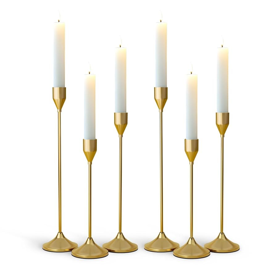 Brass Gold Metal Taper Candle Holder, Vintage Candlestick Holders, Candle Sticks Holder Decor for... | Amazon (US)