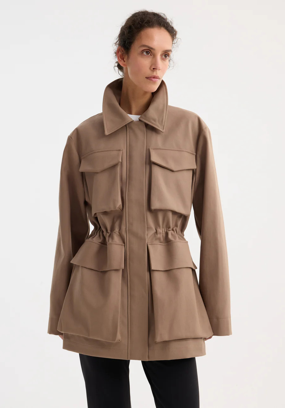field jacket with waist adjuster | clay | Rohe