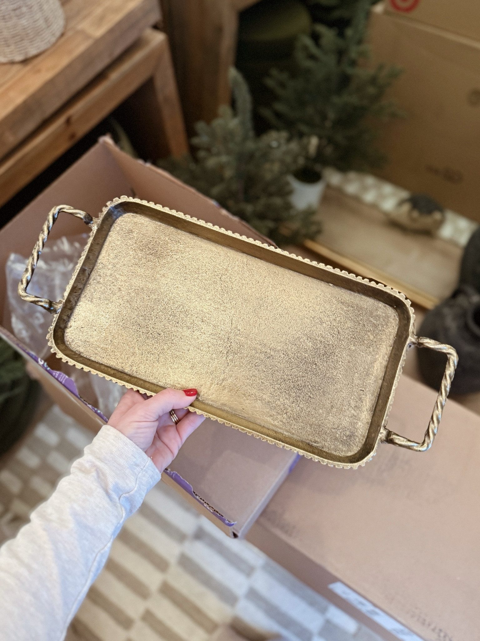 Cute new brass tray from target new Studio McGee line for spring! I love the detail on this tray and the little ball feet are so cute. Perfect for a vanity or console or coffee table, etc..


#LTKFindsUnder50 #LTKHome