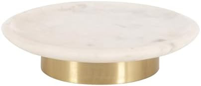 Kate and Laurel Sevienne Modern Glam Round Marble Tray, 10 Inch Diameter, White and Gold, Contemp... | Amazon (US)