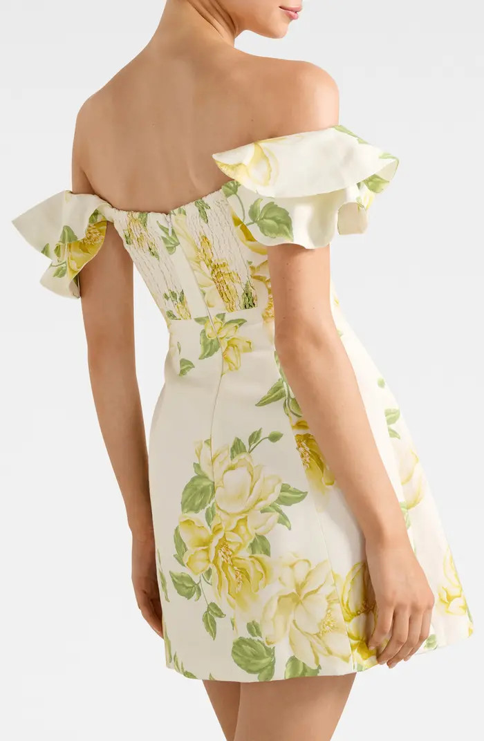 Kenzie Floral Off the Shoulder Linen Blend Minidress | Nordstrom