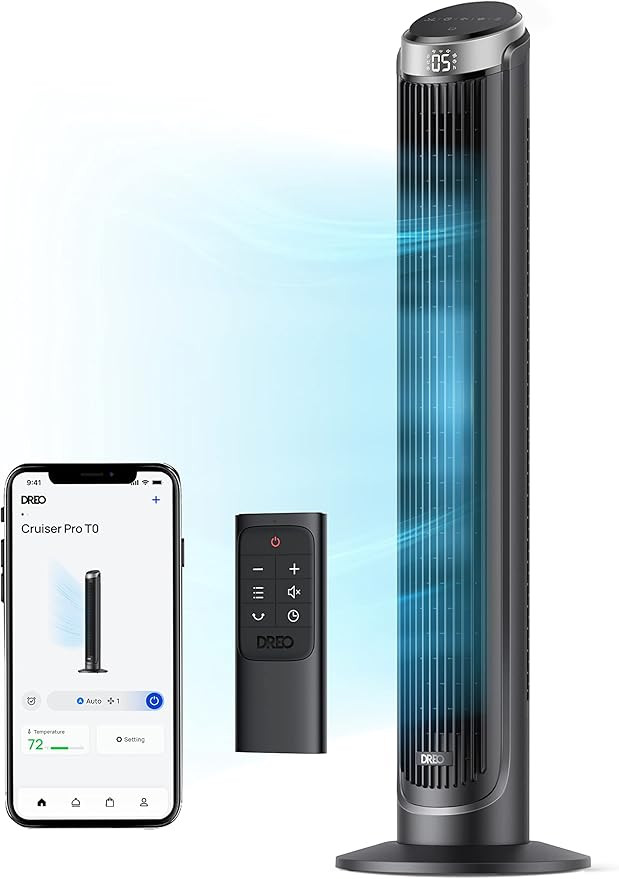 Dreo Smart Tower Fan for Bedroom, 26ft/s High-Speed 40" Standing Fan, 5 Speeds 4 Modes, Quiet 90... | Amazon (US)