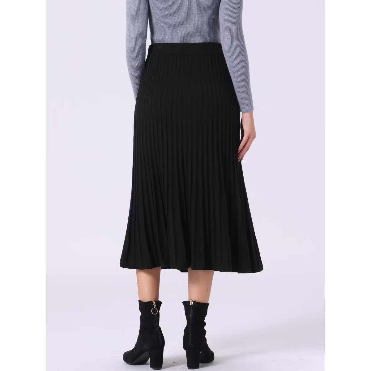 INSPIRE CHIC Women's Pleated High Waist Stretch A-Line Casual Knit Midi Skirt | Target