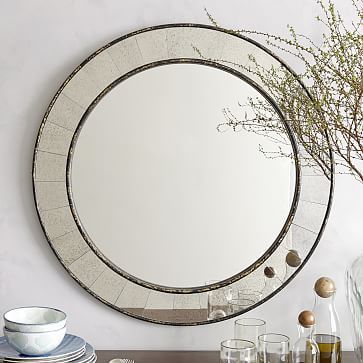 Antique Tiled Round Wall Mirror -30" | West Elm (US)