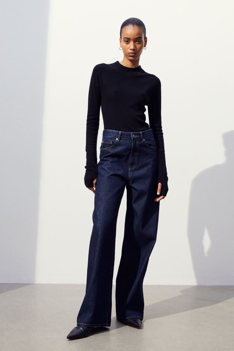 Cashmere-blend jumper - Black - Ladies | H&M GB | H&M (UK, MY, IN, SG, PH, TW, HK)