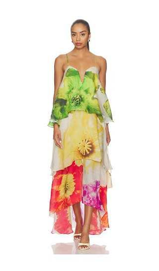 ELLIATT Lilia Tiered Gown in Floral Multi. Size S | Revolve Clothing (Global)