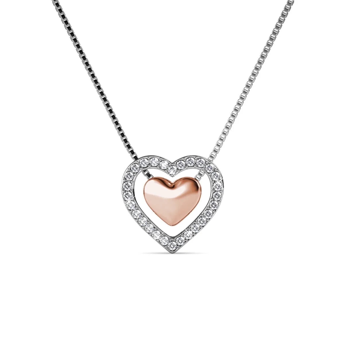 Cate & Chloe Susan 18k White Gold Plated Women's Necklace with Rose Gold Heart, Swarovski Crystal... | Walmart (US)