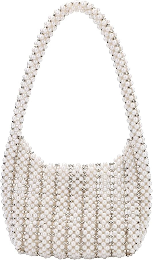 Ayliss Small Pearl Purse Shoulder Bag Wedding Bridal Clutch Pearl Purses for Women Beaded Evening... | Amazon (US)