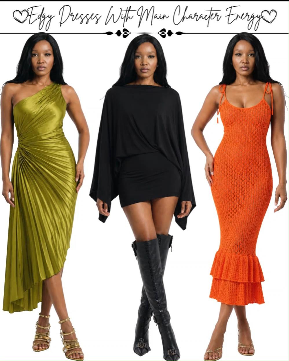Where edge meets elegance ✨

Sharp silhouettes, soft draping, bold details, the kind of dresses that do both: make a statement and feel timeless.

From sculpted minis to fluid midis, it’s all about contrast, a little daring, a little refined, and completely unforgettable.

Because the best looks don’t fit into one category, they create their own.

#FashionForward #ChicWardrobe #ElevatedStyle #OutfitInspo #StreetStyle 

 #LTKMidsize #LTKPetite #LTKPlusSize