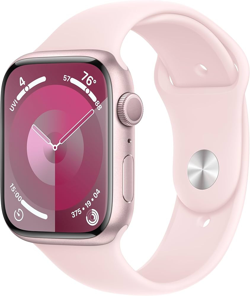 Apple Watch Series 9 [GPS 45mm] Smartwatch with Pink Aluminum Case with Light Pink Sport Band M/L... | Amazon (US)