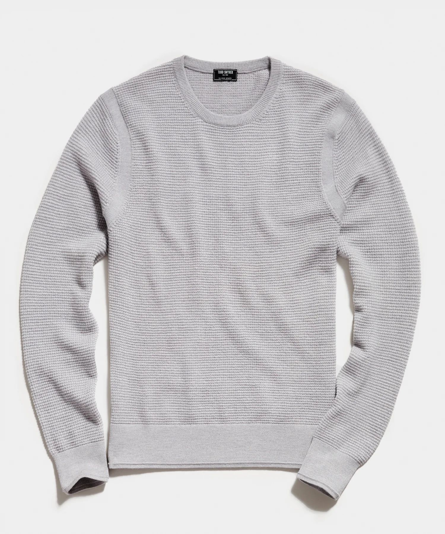 Merino Waffle Crewneck Sweater in Old Silver | Todd Snyder