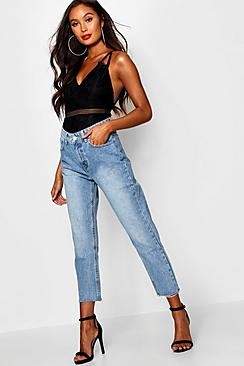 High Waist Raw Hem Mom Jeans | Boohoo.com (US & CA)