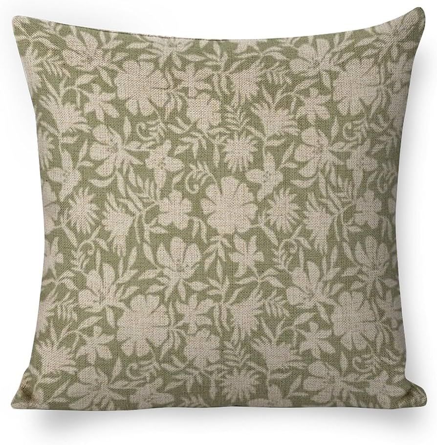 Mini Floral Sage Modern Abstract Neutral Art Throw Pillow Cover, Abstarct Art Throw Pillow Case 1... | Amazon (US)