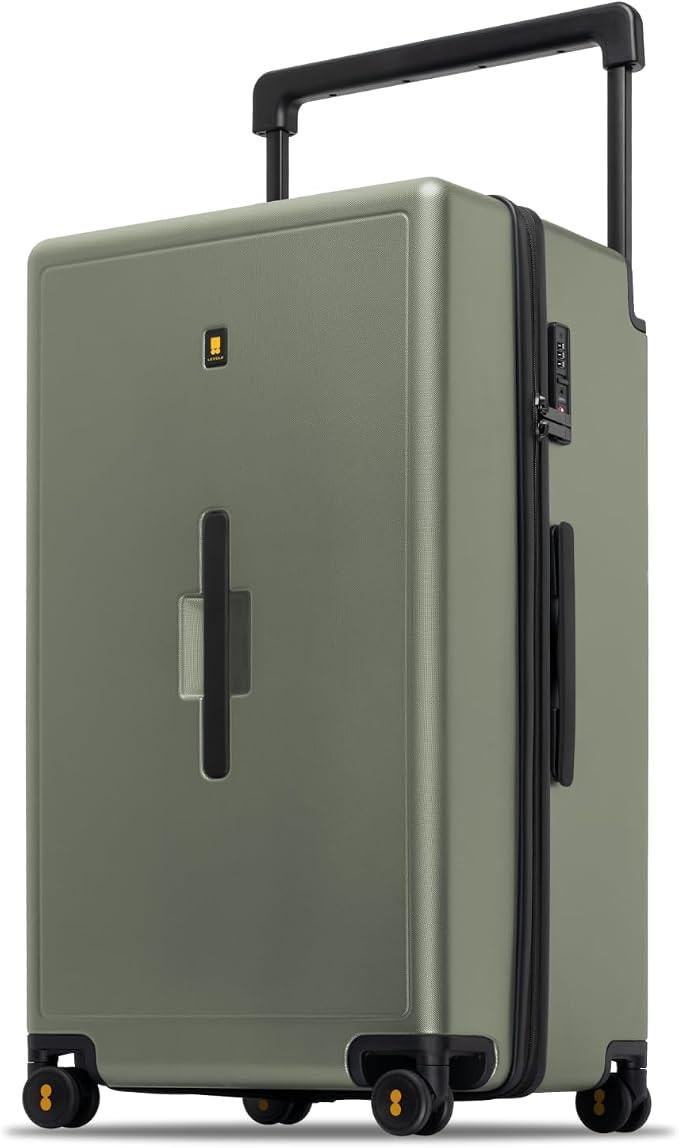 LEVEL8 Voyageur Wide Handle Luggage Airline Approved, 28 Inch Luggage with Spinner Wheels, Hardsh... | Amazon (US)