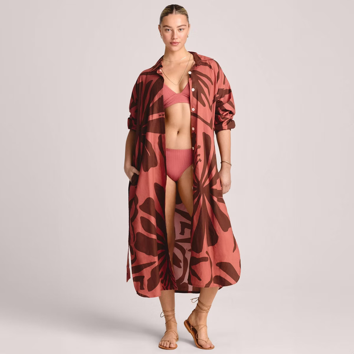 Vitamin A Women's Twill Midi Cover Up Dress with Belt | Target