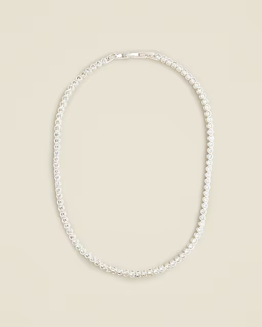 Round cubic zirconia bezel-set tennis necklace | J. Crew US