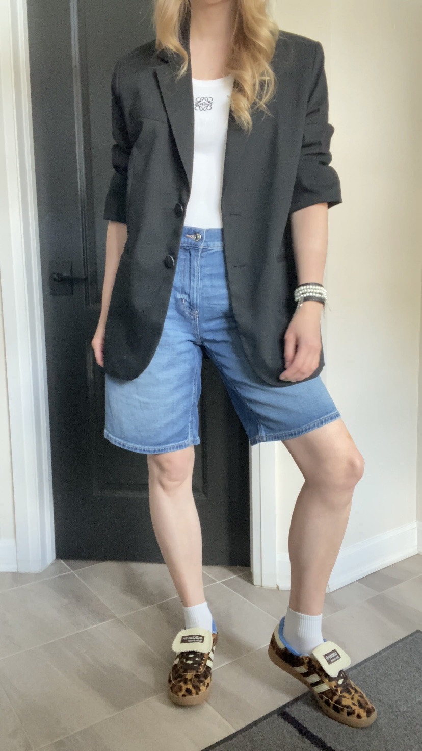 Styling the new #AmericanEagle Dreamy Drape Stretch High-Waisted Jorts! They’re so soft and comfy — pretty sure I’ll be living in these all summer. I recommend sizing up as the waist doesn’t have a lot of stretch (I’m usually a 0-2 in AE jeans and the size 4 fits perfectly).

Shoes are from #dhgate 🤍

#LTKSummerEdit #LTKFindsUnder100 #LTKShoeCrush