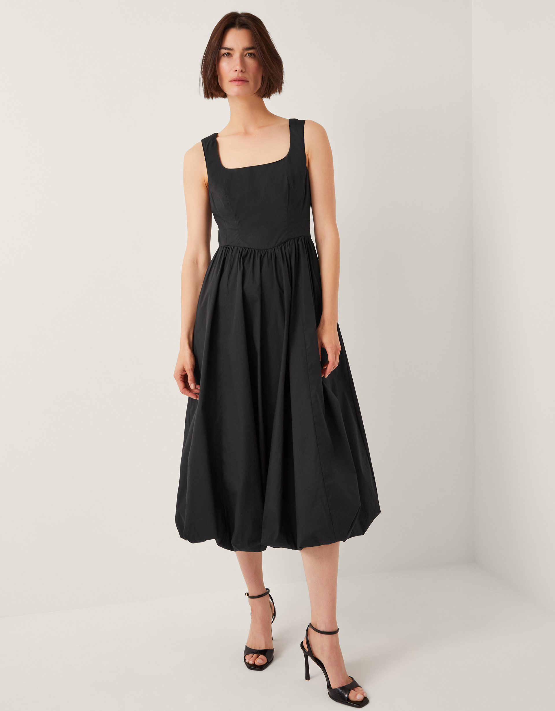 Prim Sleeveless Bubble Hem Midi Dress Black | Monsoon (UK)