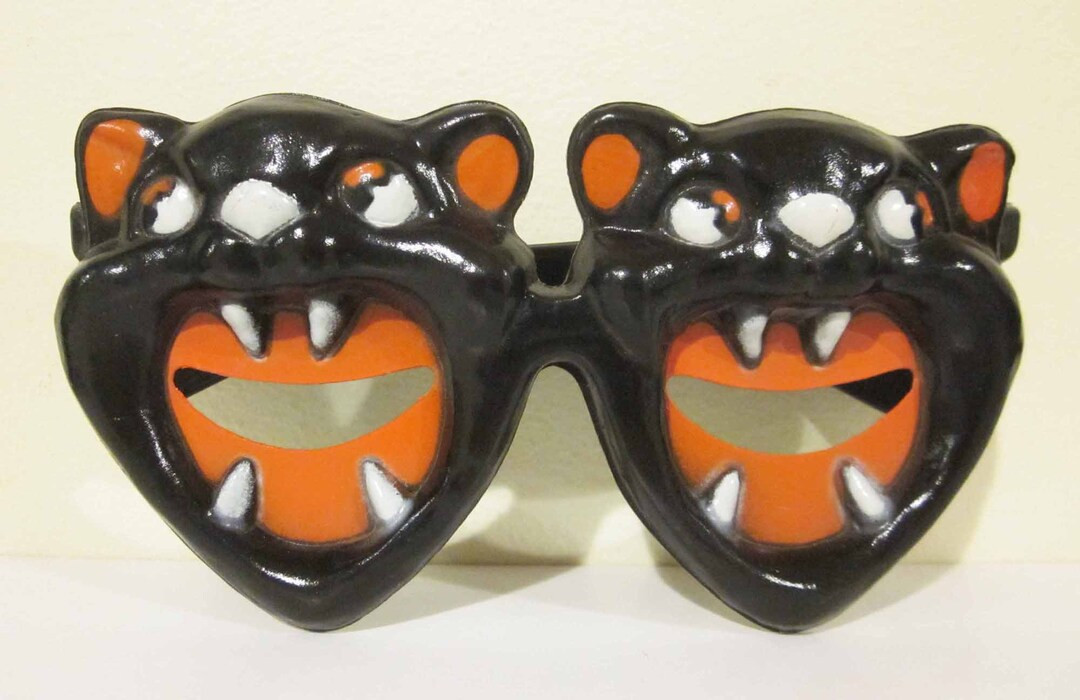 Vintage Halloween Foster Grants Stamped Plastic Sheeting Black Cat Face Eyes Glasses Costume 1960... | Etsy (US)