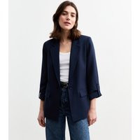 Women's Navy Cropped Sleeve Blazer New Look | New Look (UK)
