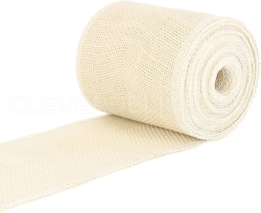 CleverDelights 4" Ivory Burlap Ribbon - Wired Edges - 10 Yards - Jute Burlap Fabric Ribbon | Amazon (US)