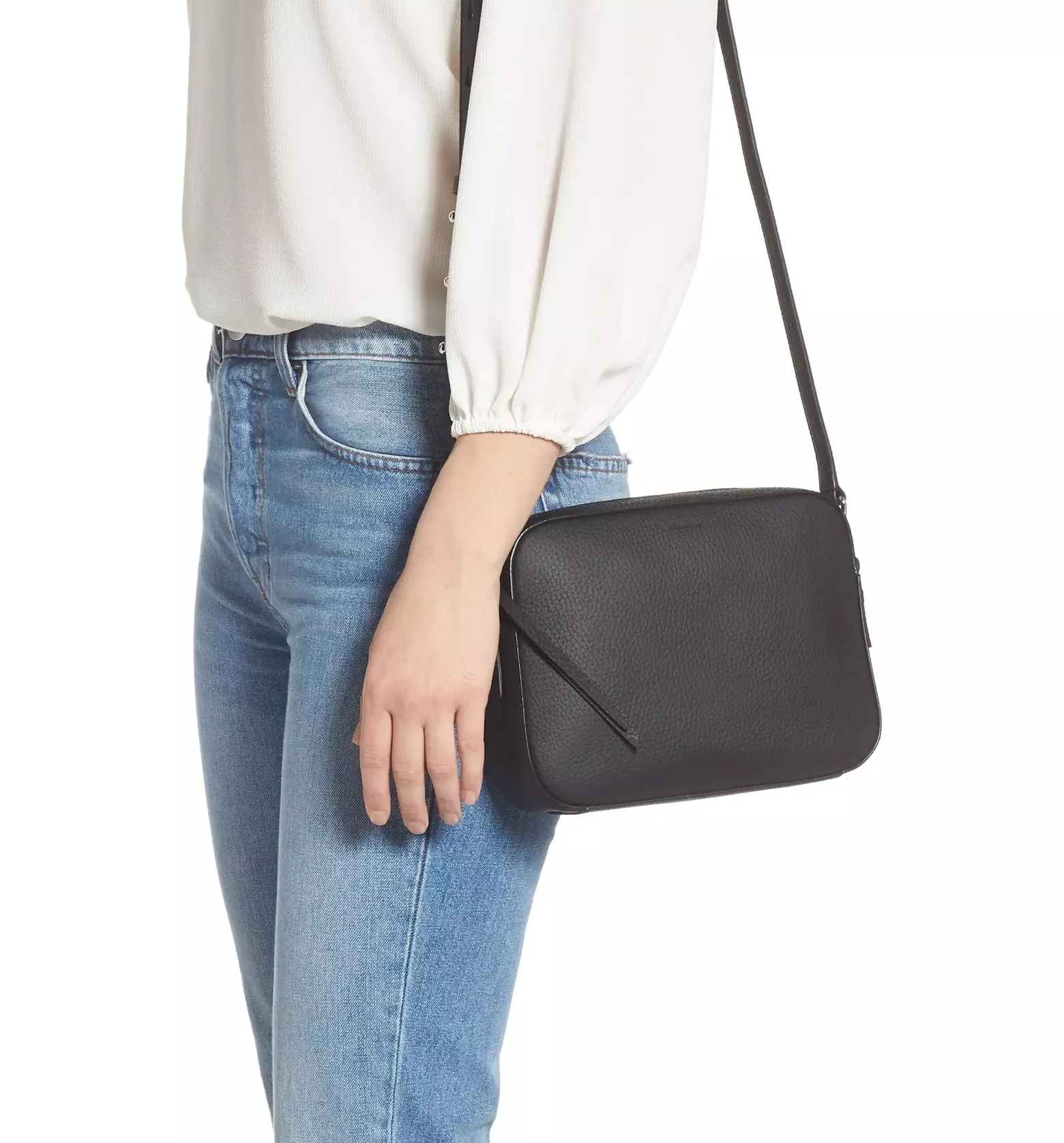 AllSaints Captain Square Leather Crossbody Bag