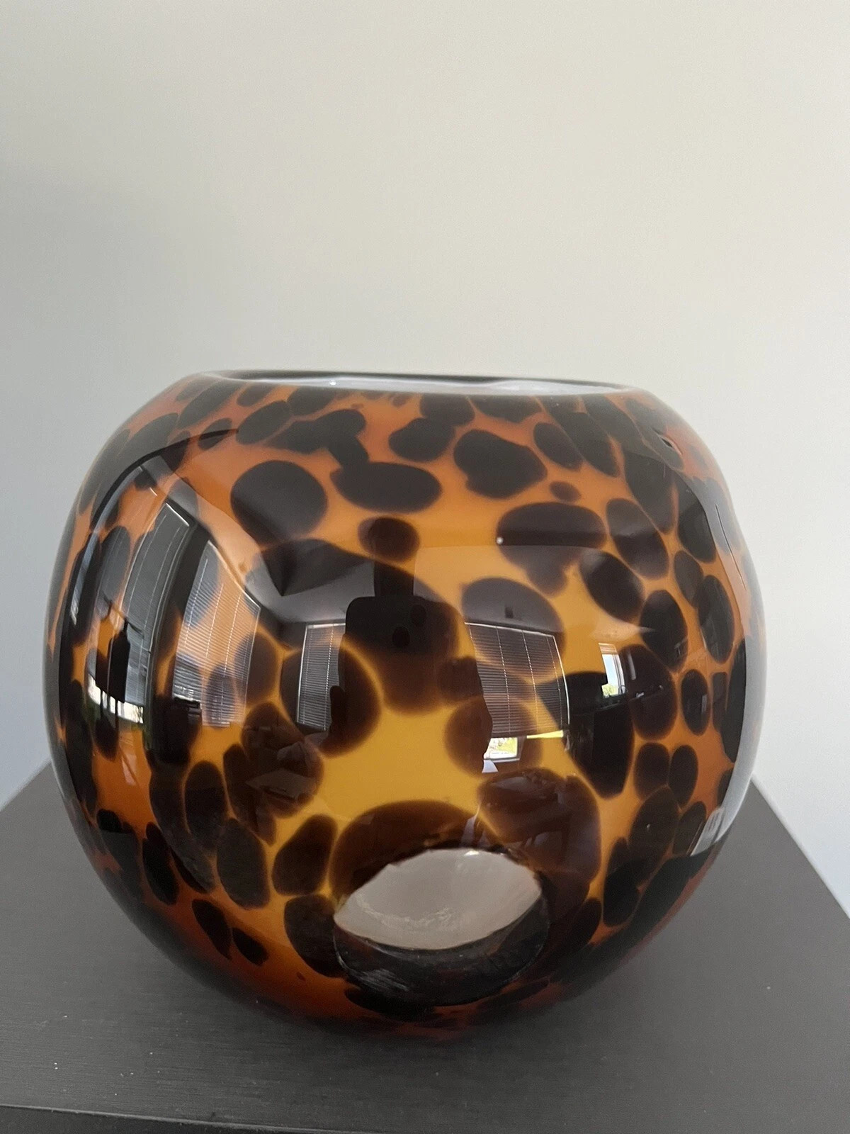 Murano Style Glass Votive Vase Tortoise Leopard Print Candle Holder A30 | eBay US