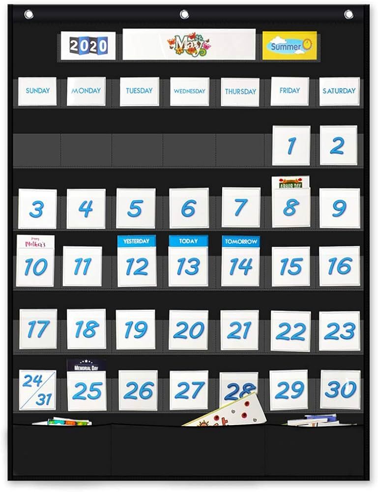 VNOM Calendar Pocket Chart Kids Calendar Learning for Preschool Classroom,119 Multiple Colorful C... | Amazon (US)
