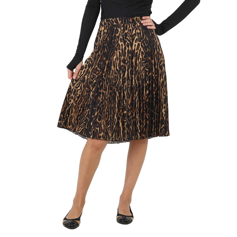 Burberry Ladies Rersby Leopard Print Pleated Skirt | Jomashop.com & JomaDeals.com