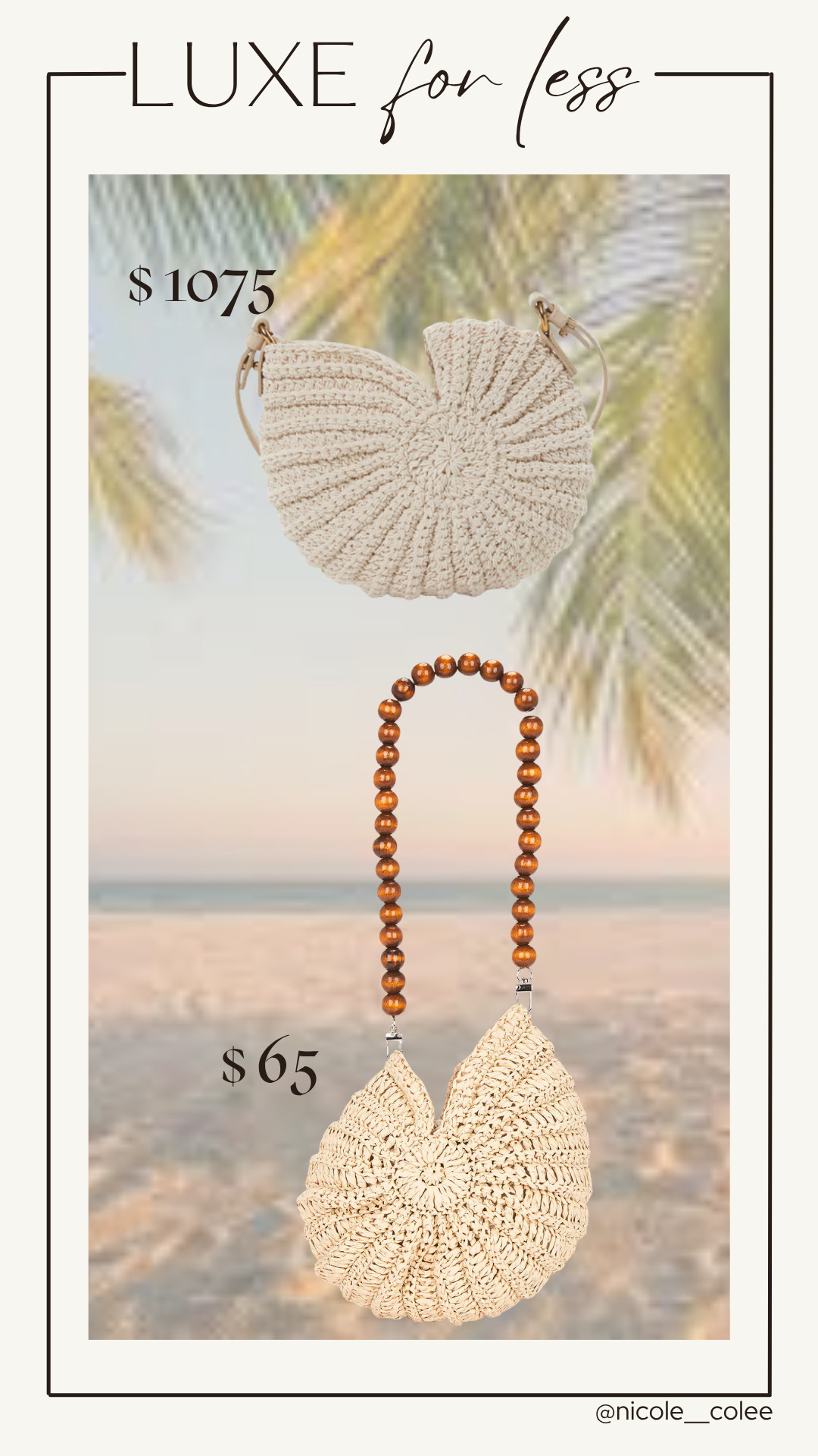 Proof that you don't always have to spend designer prices to get the look. 🤍✨

This gorgeous woven shell bag gives the same chic, coastal-luxe vibe as the designer version for a fraction of the price. Perfect for beach vacations, resort dinners, summer brunches, and all those warm-weather outfits that call for the perfect statement accessory.

At $65 vs. $1,075, this might be one of my favorite luxe-for-less finds yet. ☀️

Would you save or splurge? 👇

#LTKStyleTip #LuxeForLess #AffordableLuxury #SummerAccessories #LTKFinds 

 #LTKdayinmylife #LTKgrwm #LTKootd