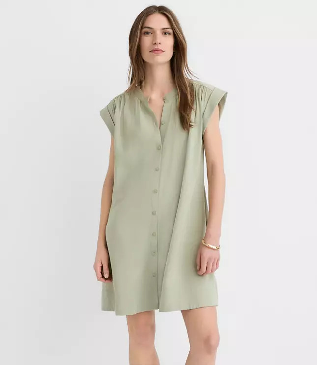 Shirred Mini Pocket Dress | LOFT