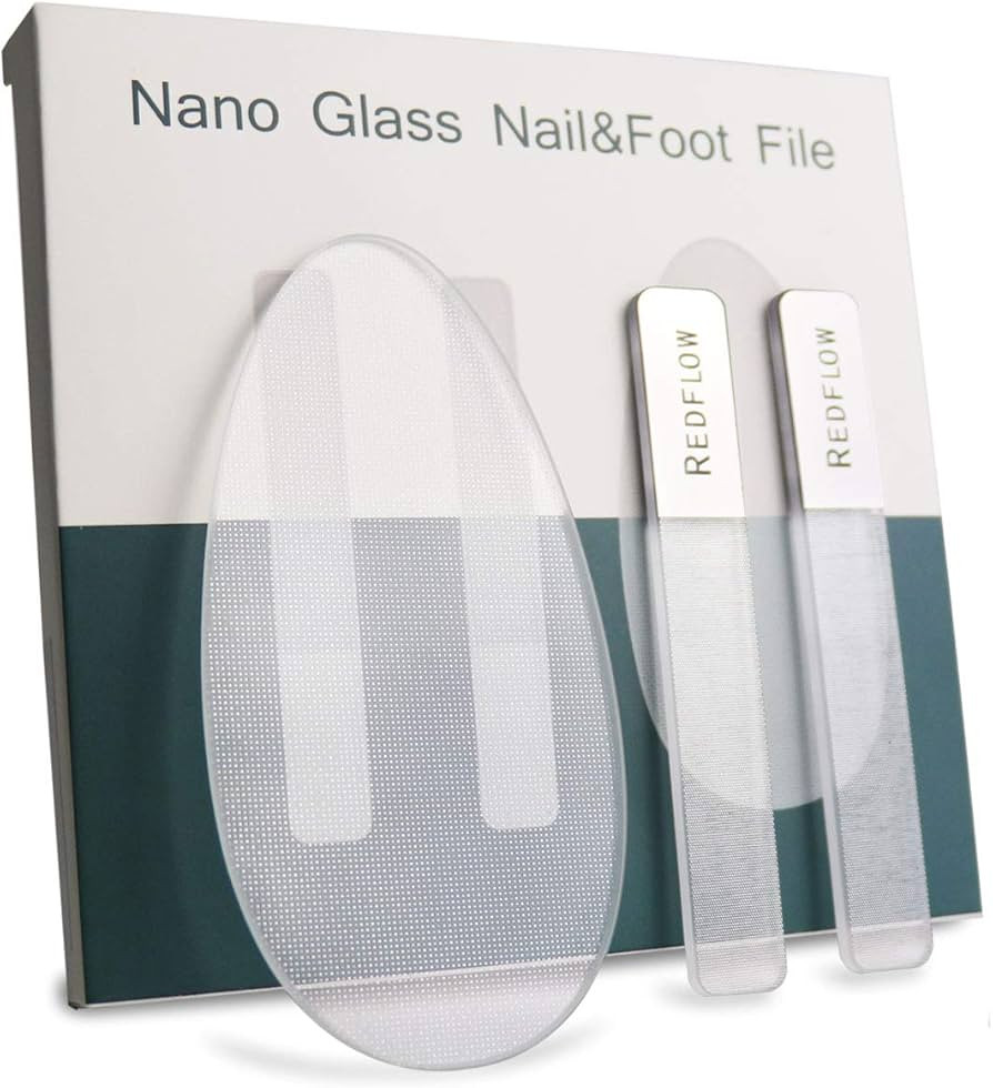 RedFlow Glass Nail File,Nail Buffer Set Contains 2 Nano Glass Nail Files and 1 Nano Glass Foot Fi... | Amazon (US)